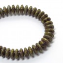 6mm Two Hole Lentil Picasso Opaque Olive